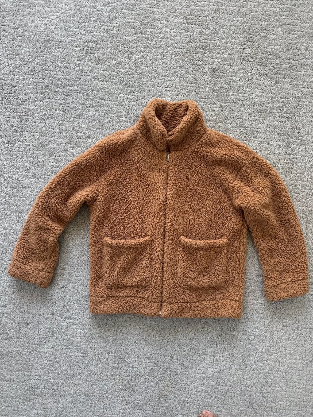 Brown Teddy Sherpa Fleece Full Zip Jacket Size Medium